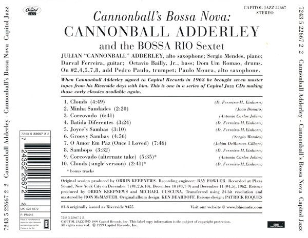 Cannonball Adderley With Bossa Rio - Cannonball's Bossa Nova (CD) Image