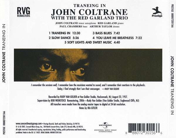 John Coltrane With Red Garland Trio, The - Traneing In (CD)