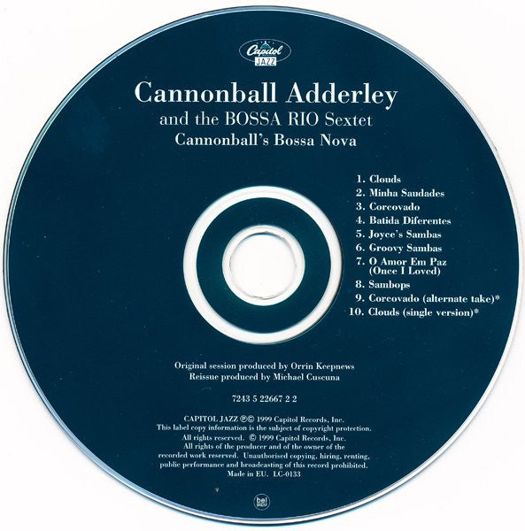 Cannonball Adderley With Bossa Rio - Cannonball's Bossa Nova (CD) Image