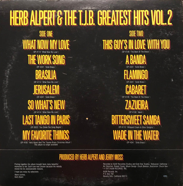 Herb Alpert & The Tijuana Brass - Greatest Hits Vol. 2 (Vinyl) Image