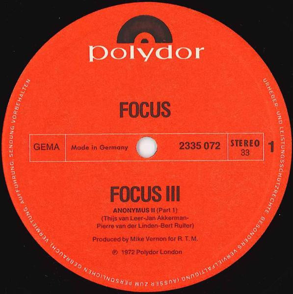 Focus (2) - Focus 3 (Vinyl) (2 LP) Image