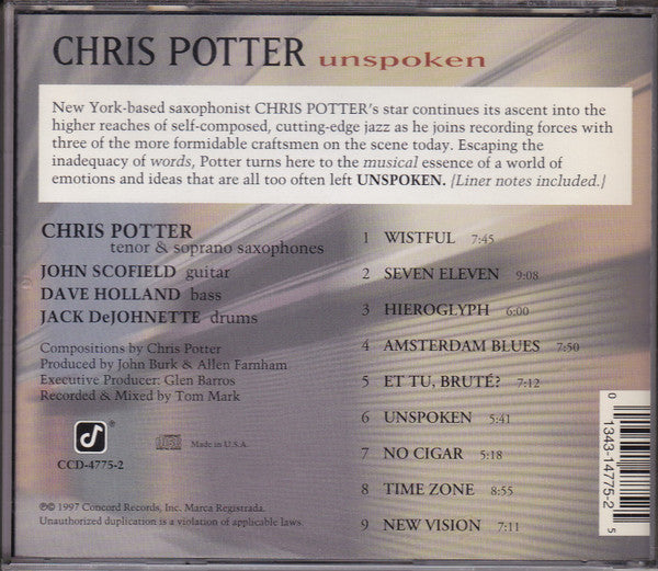 Chris Potter (2) - Unspoken (CD) Image