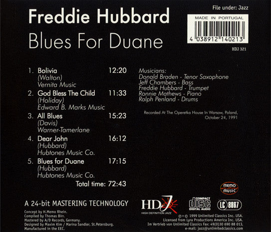 Freddie Hubbard - Blues For Duane (CD) Image