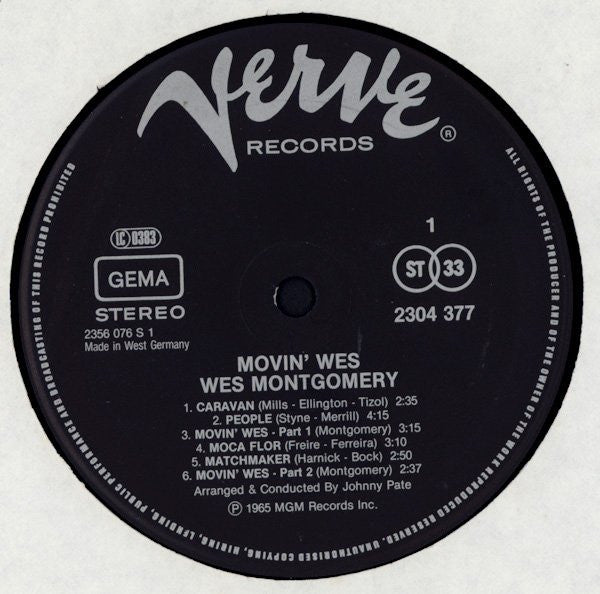 Wes Montgomery - Movin' Wes (Vinyl) Image