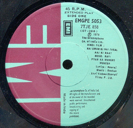 Roshan (2) - Nai Umar Ki Nai Fasal (45-RPM) Image