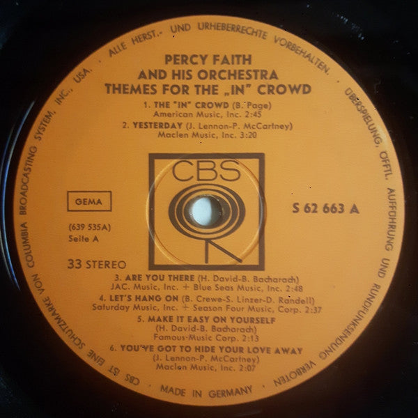 Percy Faith & His Orchestra - Themes For The "In" Crowd (Vinyl) Image