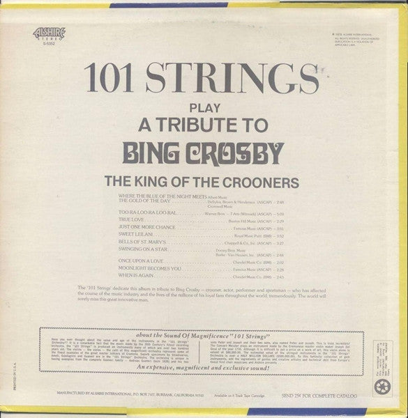 101 Strings - Play A Tribute To Bing Crosby (Vinyl) Image