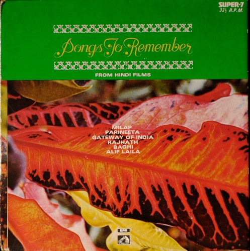 Various - Songs To Remember From Hindi Films (45-RPM)