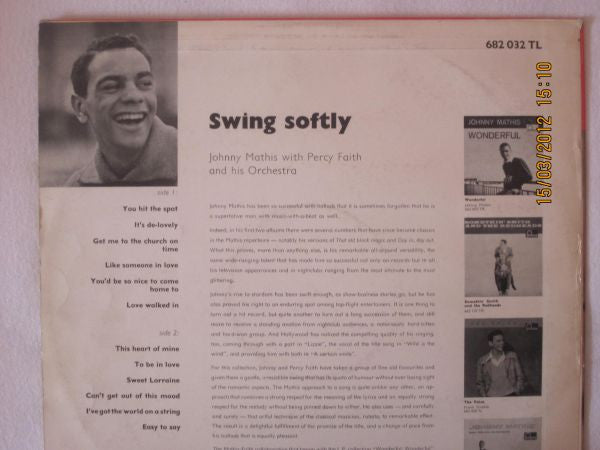 Johnny Mathis - Swing Softly - Johnny Mathis With Percy Faith And His Orchestra (Vinyl)