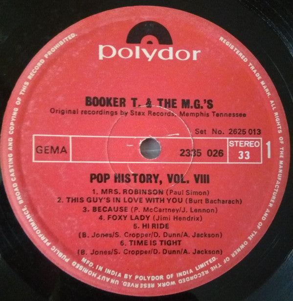 Booker T & The MG's - Pop History Vol. 8 (Vinyl)