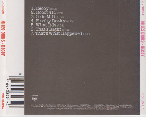 Miles Davis - Decoy (CD)