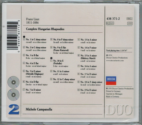 Buy Franz Liszt Michele Campanella Complete Hungarian