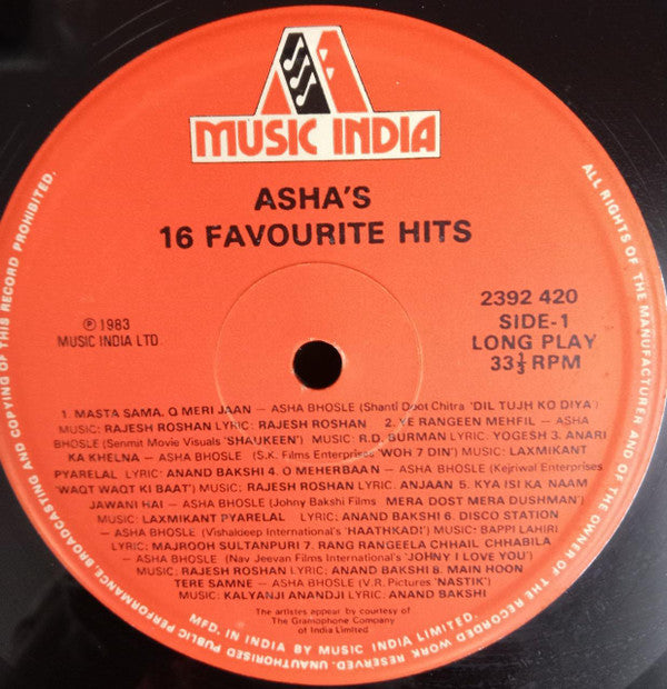 Asha Bhosle - Asha's 16 Favourite Hits (Vinyl)