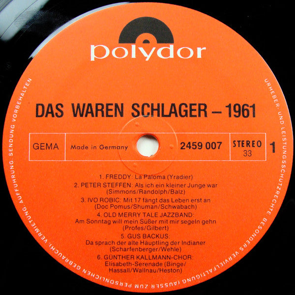 Various - Das Waren Schlager 1961 (Vinyl) Image
