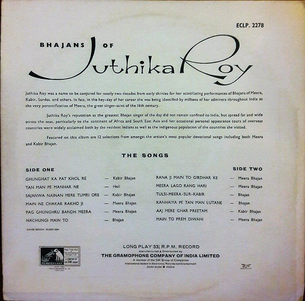 Juthika Roy - Songs Of Devotion Bhajans By Juthika Roy (Vinyl) Image