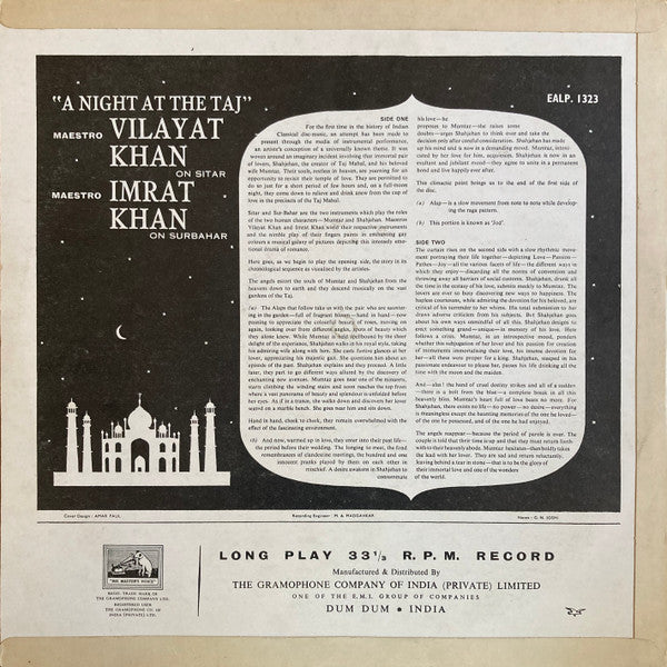 Vilayat Khan, Imrat Khan - A Night At The Taj (Vinyl) Image