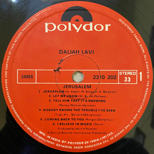 Daliah Lavi - Jerusalem (Vinyl) Image