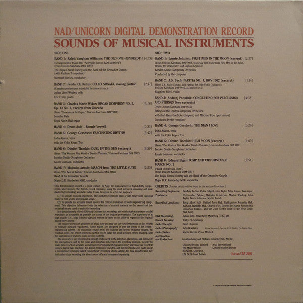 Various - Sounds Of Musical Instruments - NAD / Unicorn Digital Demonstration Record (Vinyl) Image