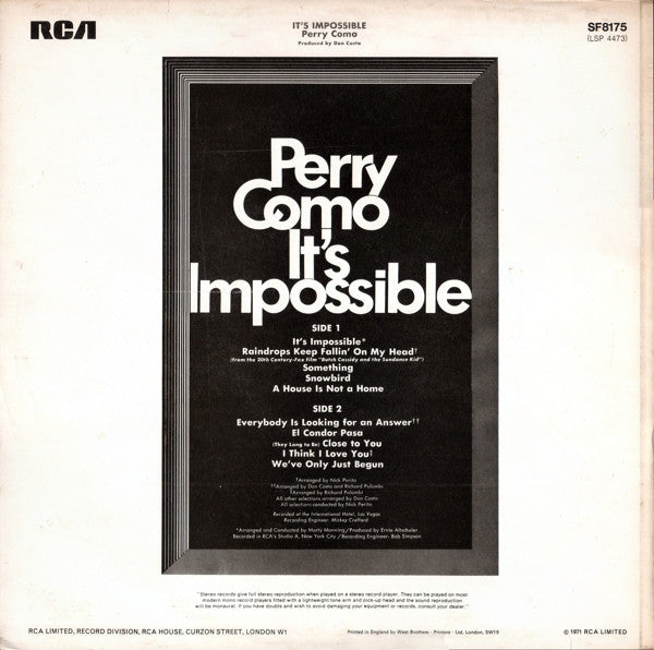 Perry Como - It's Impossible (Vinyl) Image