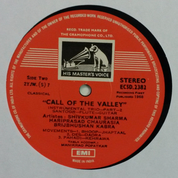 Pandit Shiv Kumar Sharma - Hariprasad Chaurasia - Brij Bhushan Kabra - Call Of The Valley (Vinyl) Image