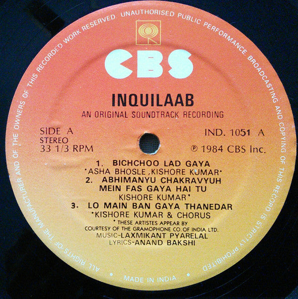 Laxmikant-Pyarelal - Inquilaab (Vinyl) Image