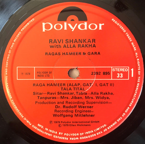 Ravi Shankar With Alla Rakha - Ragas Hameer & Gara (Vinyl) Image