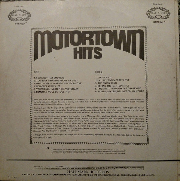 Various - Motortown Hits (Vinyl) Image