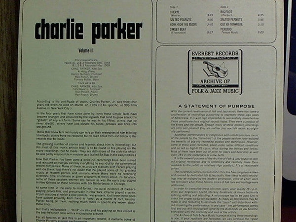 Charlie Parker - Charlie Parker Volume II (Vinyl) Image