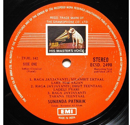Sunanda Patnaik - Raga Jayjayanti, Ramkeli  (Vinyl)
