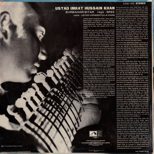 Imrat Khan - Raga: Sree (Vinyl) Image