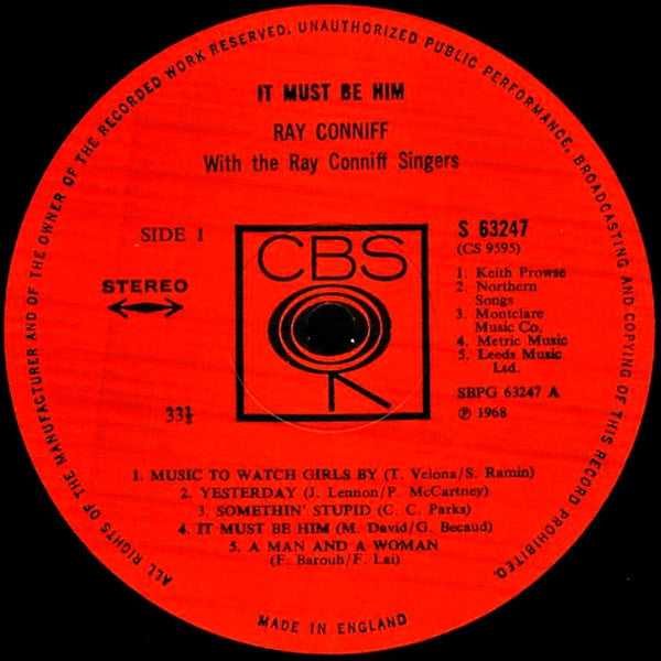 Ray Conniff And The Singers - It Must Be Him (Vinyl) Image