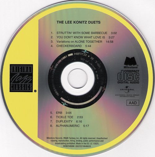 Lee Konitz - The Lee Konitz Duets (CD) Image