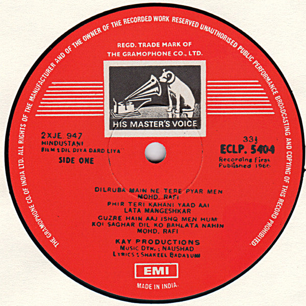 Naushad, Shakeel Badayuni - Dil Diya Dard Liya (Vinyl) Image