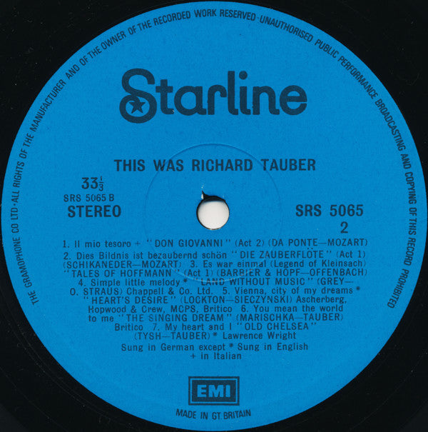 Richard Tauber - This Was Richard Tauber (Vinyl)