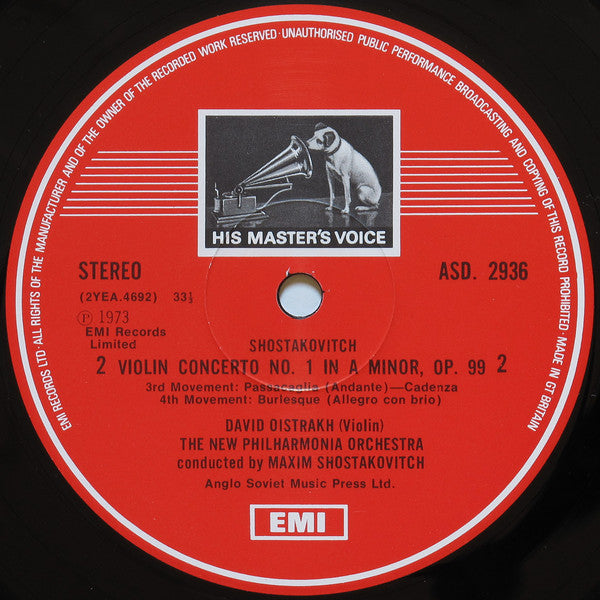 Dmitri Shostakovich, David Oistrach, New Philharmonia Orchestra, Maxim Shostakovich - Violin Concerto No. 1 (Vinyl) Image