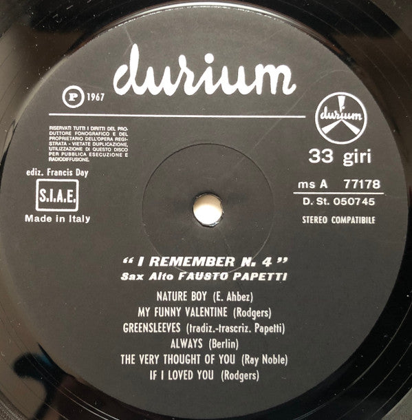 Fausto Papetti - I Remember N.4 (Vinyl) Image