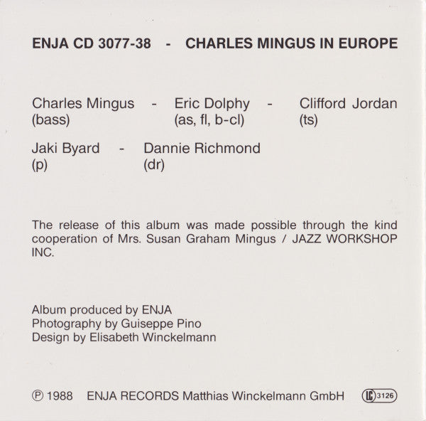 Charles Mingus - Mingus In Europe (CD) Image