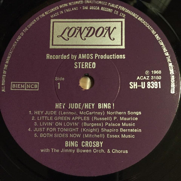 Bing Crosby With Jimmy Bowen Orchestra & Chorus - Hey Jude / Hey Bing! (Vinyl) Image
