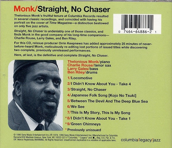 Thelonious Monk - Straight, No Chaser (CD) Image