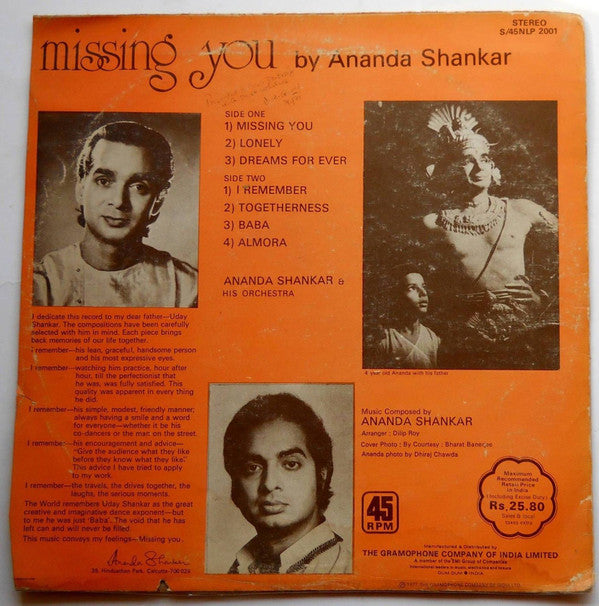 Ananda Shankar - Missing You (Vinyl)