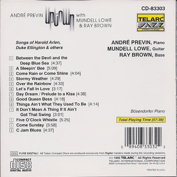 AndrÃ© Previn With Mundell Lowe & Ray Brown - Uptown (CD) Image