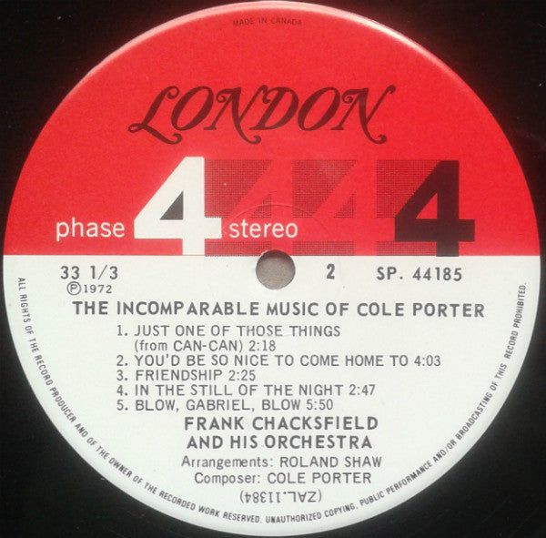 Frank Chacksfield & His Orchestra - The Music Of Cole Porter (Vinyl) Image