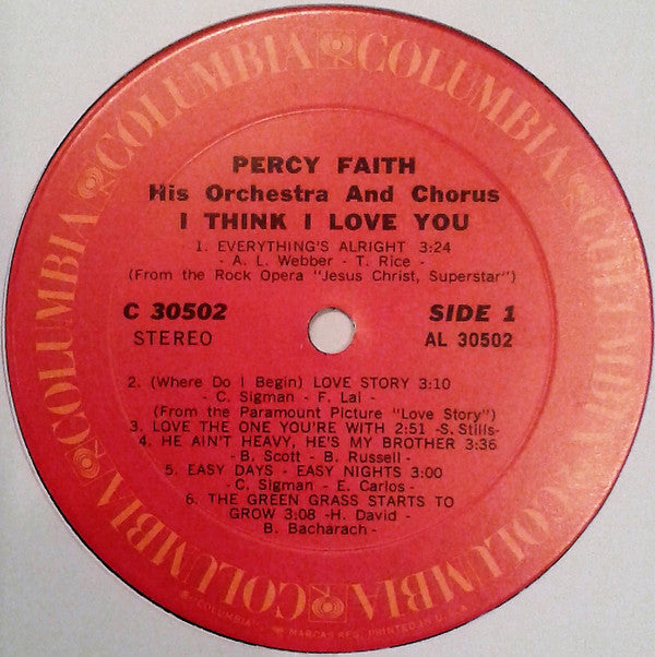 Percy Faith And His Orchestra And Chorus - I Think I Love You (Vinyl) Image