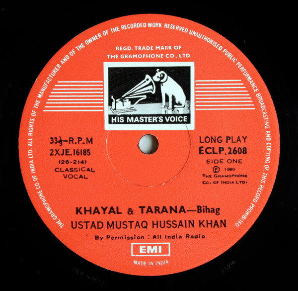 Mushtaq Hussain Khan - Ustad Mushtaq Hussain Khan (Vinyl)
