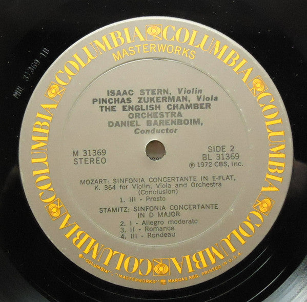 Isaac Stern Â· Pinchas Zukerman Â· Daniel Barenboim, English Chamber Orchestra - Wolfgang Amadeus Mozart Â· Carl Stamitz - Sinfonia Concertante / Sinfonia Concertante (Vinyl) Image