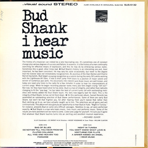Bud Shank - I Hear Music (Vinyl) Image