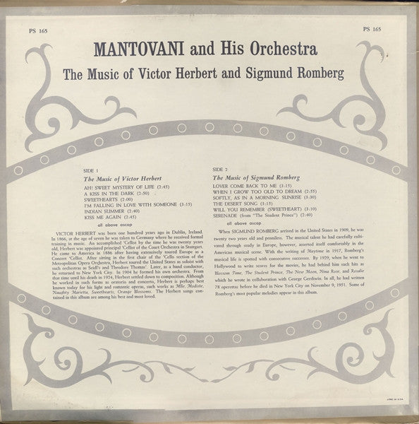 Mantovani And His Orchestra - The Music Of Victor Herbert And Sigmund Romberg (Vinyl) Image