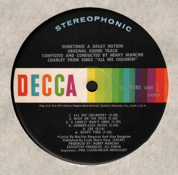 Henry Mancini With Charley Pride - Sometimes A Great Notion (The Original Sound Track Album) (Vinyl)