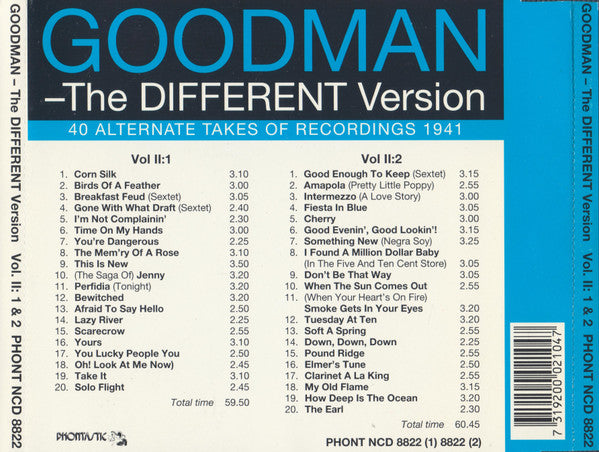 Benny Goodman - The Different Version, Vol. II: 40 Alternate Takes Of Recordings 1941 (CD) (2 CD) Image