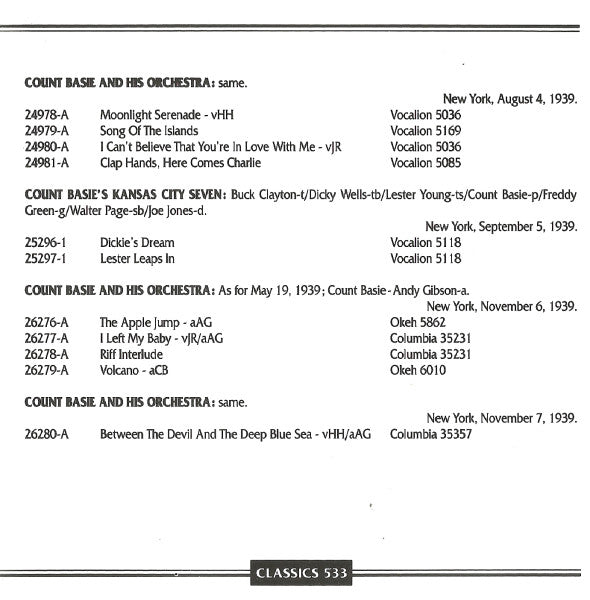 Count Basie Orchestra - 1939 Vol. 2 (CD) Image